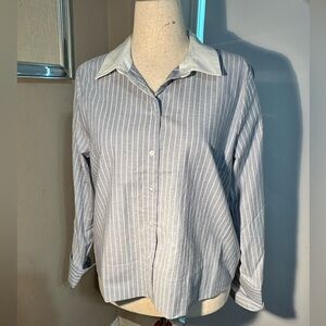 NWT Modern Works Women’s Pinstrip button up blouse sz L